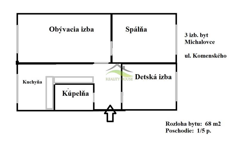 Čiastočne zrekonštruovaný 3 izb. byt na JUHU - 67 m2 - Komenského ul. 